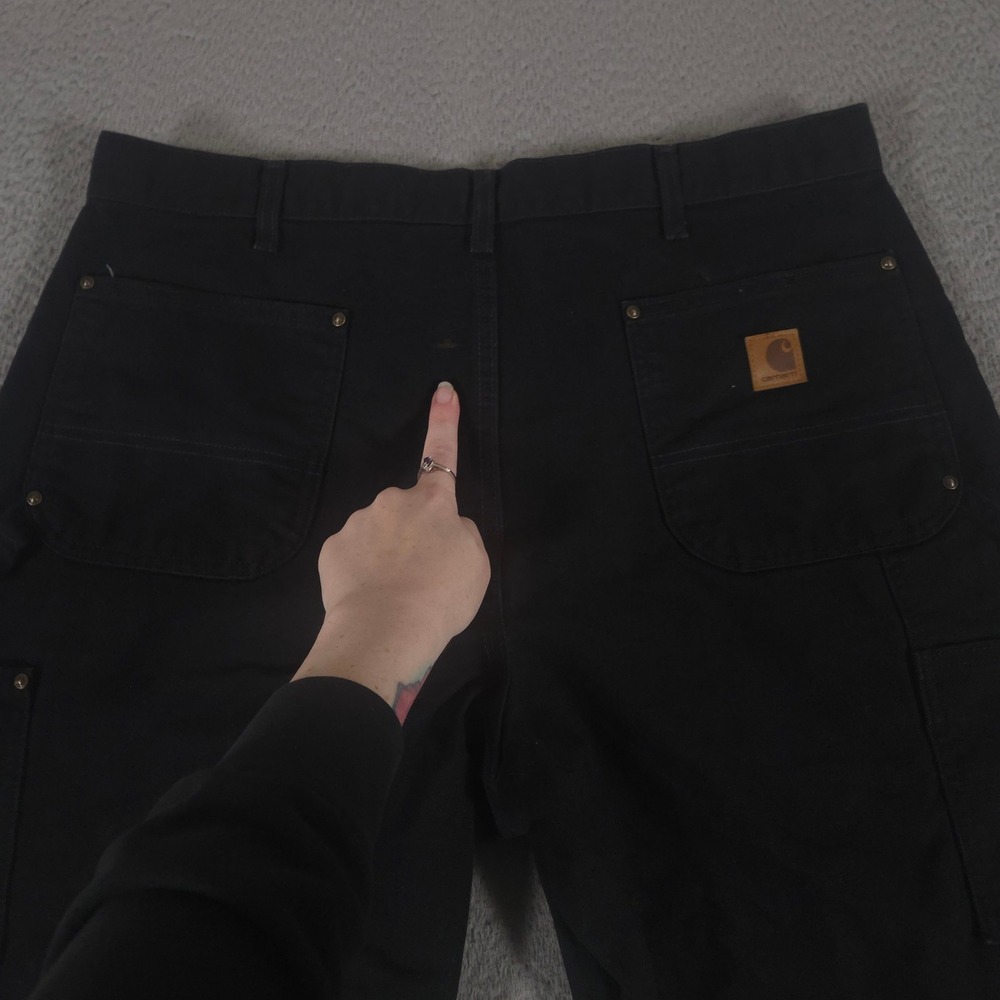 Carhartt Pants Mens 38x30 Black Loose Straight Washed Duck Double-Front Dungaree - Picture 12 of 15